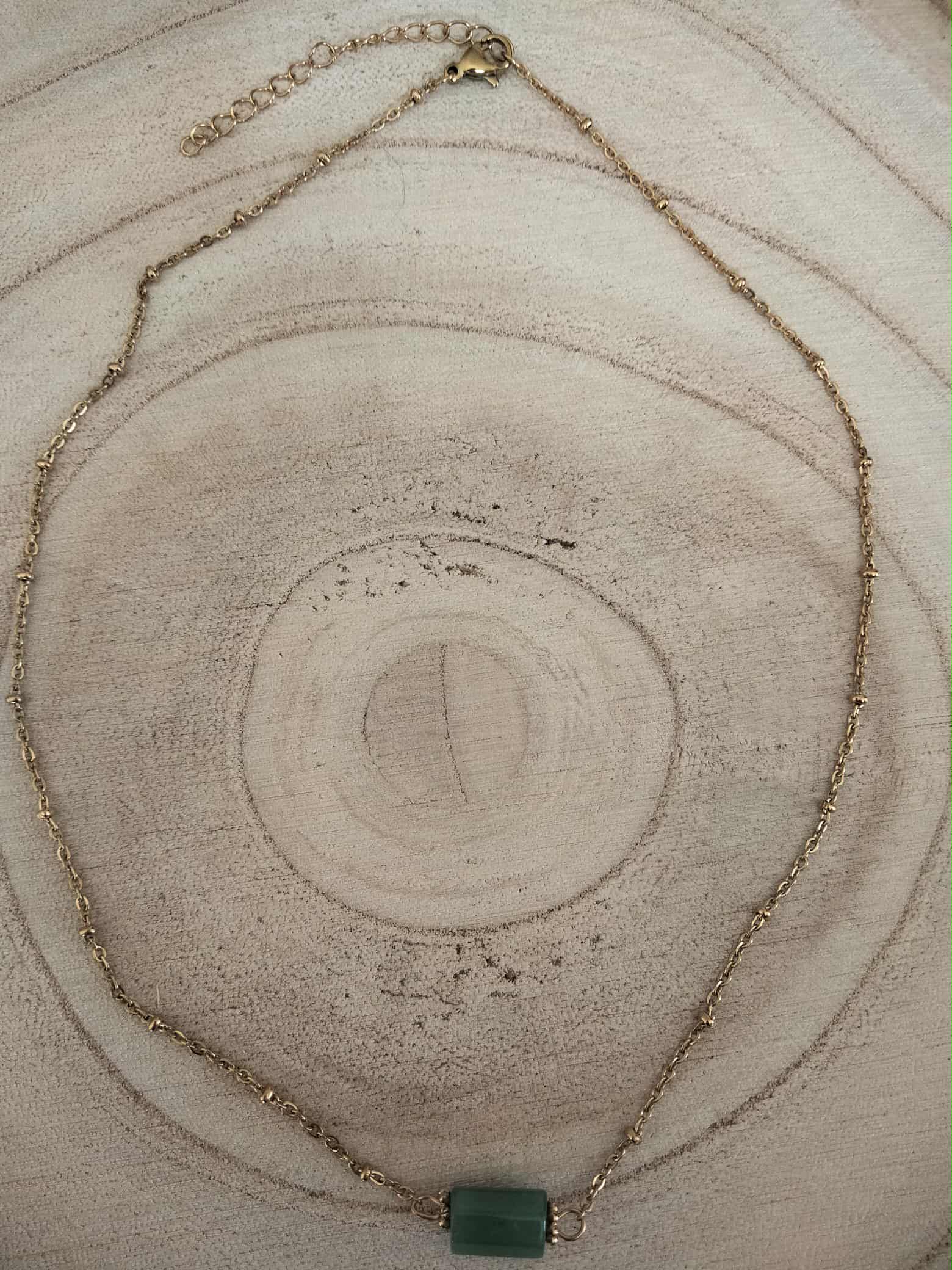 Collier doré aventurine verte